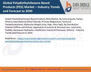 Global Polydiethylsiloxane Based Products (PES) Market – Industry Trends and Forecast to 2030