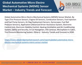 Global Automotive Micro Electro Mechanical Systems (MEMS) Sensor Market – Industry Trends and Forecast to 2030