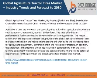 Global Agriculture Tractor Tires Market – Industry Trends and Forecast to 2030