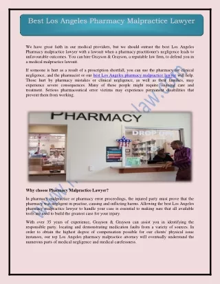 Best Los Angeles Pharmacy Malpractice Lawyer