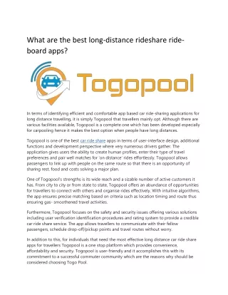 What are the best long-distance rideshare ride-board apps?