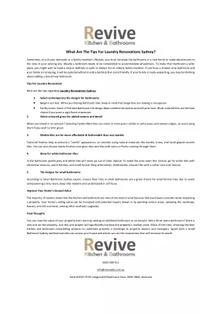 What Are The Tips For Laundry Renovations Sydney