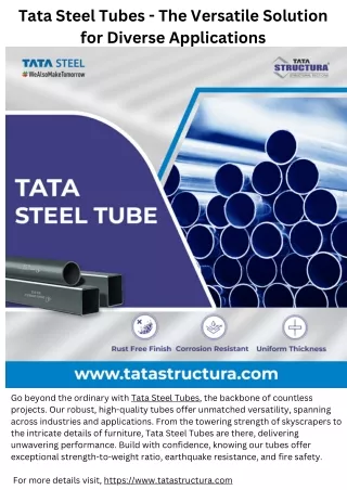 Tata Steel Tubes - The Versatile Solution for Diverse Applications