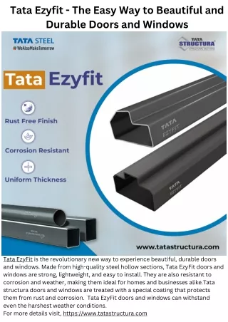 Tata Ezyfit - The Easy Way to Beautiful and Durable Doors and Windows