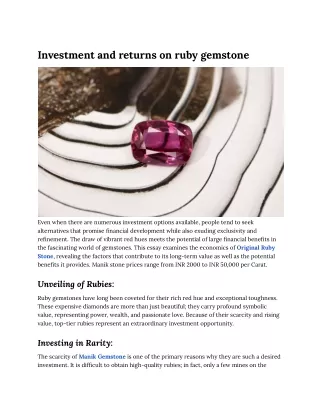 Investment and returns on ruby gemstone