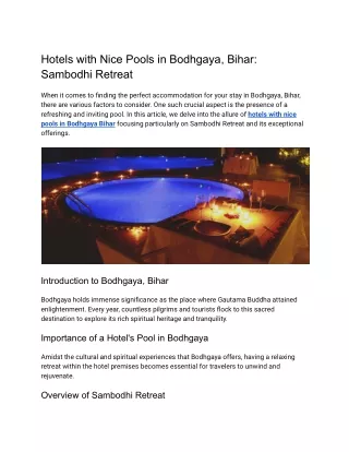 Hotels with Nice Pools in Bodhgaya, Bihar - Sambodhi Retreat