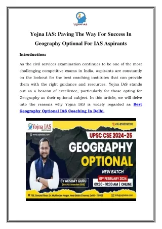 Best Geography Optional IAS Coaching In Delhi	Call-8595390705