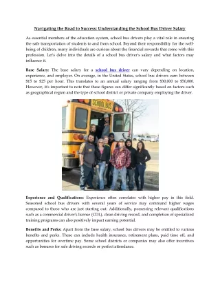 Navigating the Road to Success Understanding the School Bus Driver Salary