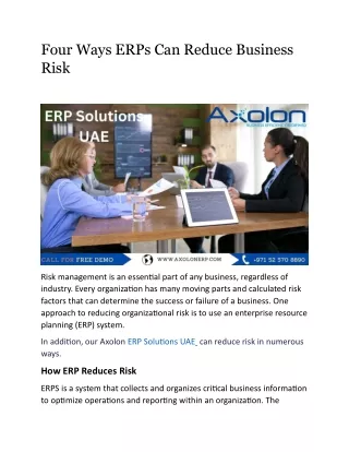 Four Ways ERPs Can Reduce Business Risk.