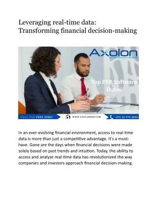 Leveraging real-time data Transforming financial decision-making