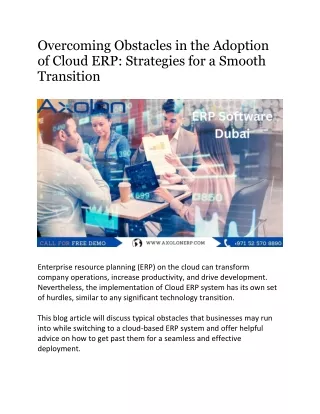 Overcoming Obstacles in the Adoption of Cloud ERP Strategies for a Smooth Transition