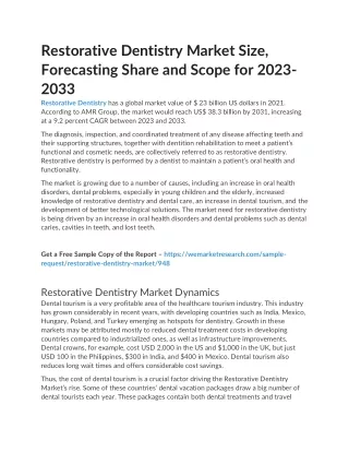 Restorative Dentistry Market
