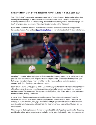 Gavi Boosts Barcelona Morale Ahead of UEFA Euro 2024