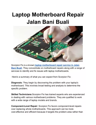 Laptop Motherboard Repair Jalan Bani Buali