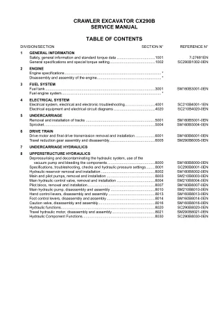 CASE CX290B CRAWLER EXCAVATOR Service Repair Manual