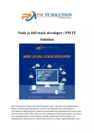 Node js full stack developer | PM IT Solution