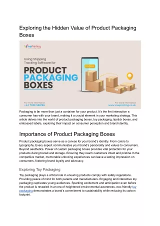 Exploring the Hidden Value of Product Packaging Boxes