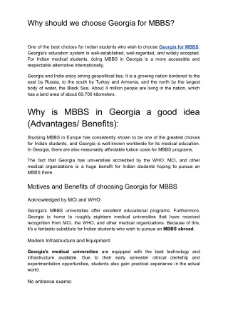 Why should we choose Georgia for MBBS