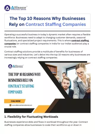 The Top 10 Reasons Why Businesses Rely on Contract Staffing Companies