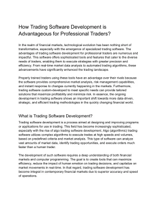 How Trading Software Development is Advantageous for Professional Traders?