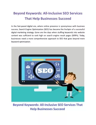 Beyond Keywords: All-Inclusive SEO Services That Help Businesses Succeed