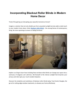 Incorporating Blackout Roller Blinds in Modern Home Decor