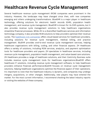 Healthcare Revenue Cycle Management