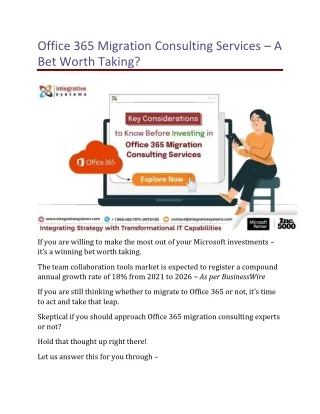 Office 365 Migration Consulting Services – A Bet Worth Taking?