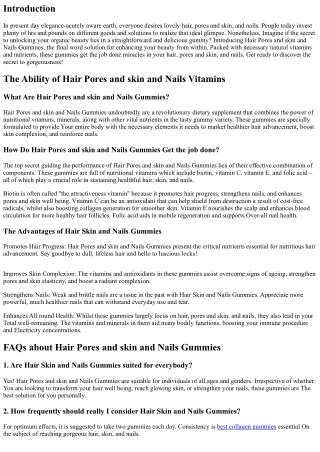 The Secret to Beautiful Hair, Skin, and Nails: Hair Pores and skin and Nails Gum