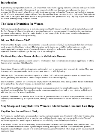 Stay Sharp and Focused: The Power of Females's Multivitamin Gummies