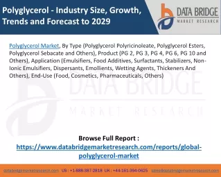 Polyglycerol Market – Industry Trends and Forecast to 2029