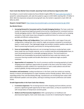 Foam Cooler Box Market Future Growth