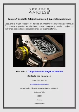 Compra Y Venta De Relojes En Andorra  Superlativewatches.es