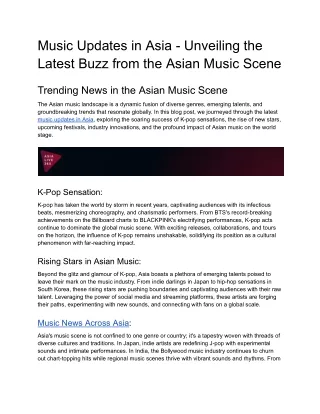 Music Updates in Asia - Unveiling the Latest Buzz from the Asian Music Scene