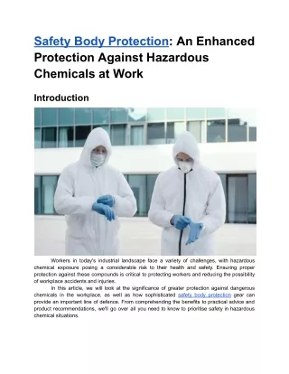 Feb. 27, 2024 - Safety Body Protection_ An Enhanced Protection Against Hazardous Chemica