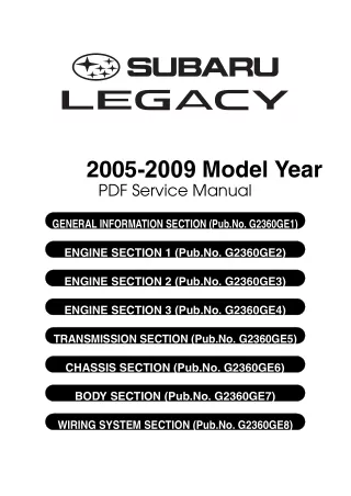 2007 Subaru Liberty 4 Service Repair Manual