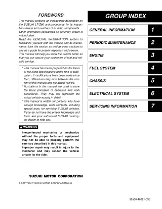 2007 Suzuki LT-Z90K7 Service Repair Manual