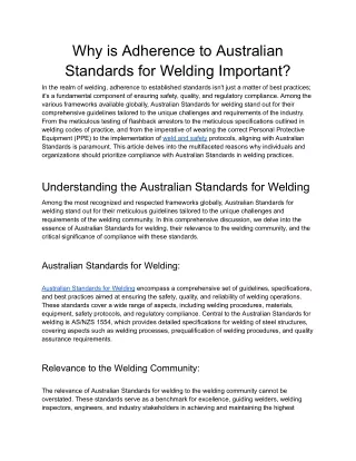 Why is Adherence to Australian Standards for Welding Important