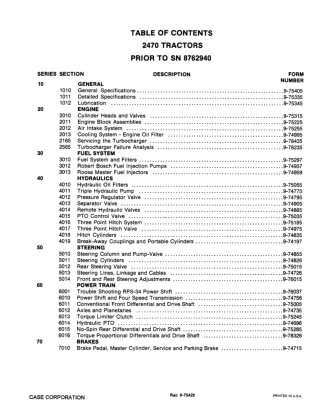 CASE IH 2470 Tractor Service Repair Manual