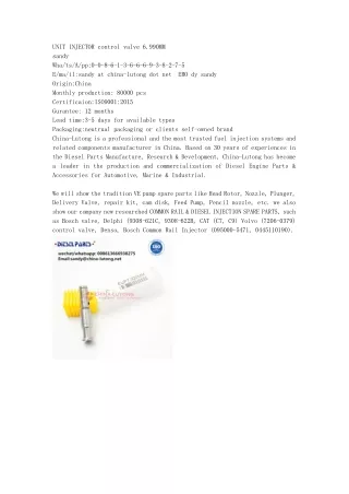 UNIT INJECTOR control valve 6.990MM