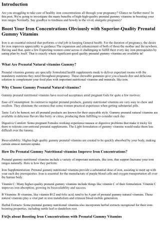 Raise Your Iron Stages Naturally with High-Good quality Prenatal Gummy Natural v