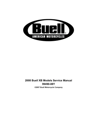 2008 Buell Lightning XB12X Ulysses Service Repair Manual