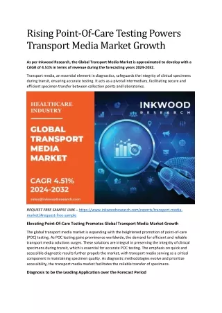 Rising Point-Of-Care Testing Powers Transport Media Market Growth
