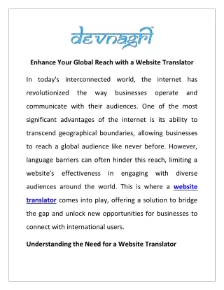 Enhance Your Global Reach with a Website Translator
