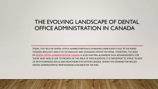 The Evolving Landscape of Dental Office Administration in Canada