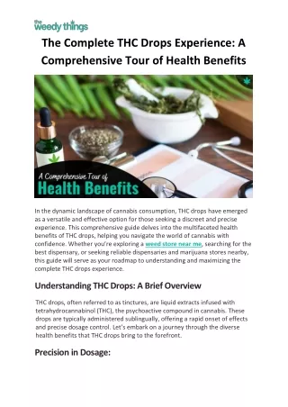 The Complete THC Drops Experience A Comprehensive Tour of Health Benefits