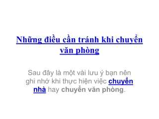 Những điều cần tránh khi chuyển văn phòng