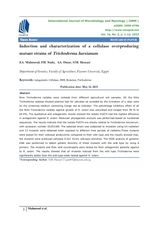 Induction and characterization of a cellulase overproducing mutant strains