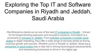 Exploring the Top IT and Software Companies in Riyadh and Jeddah, Saudi Arabia
