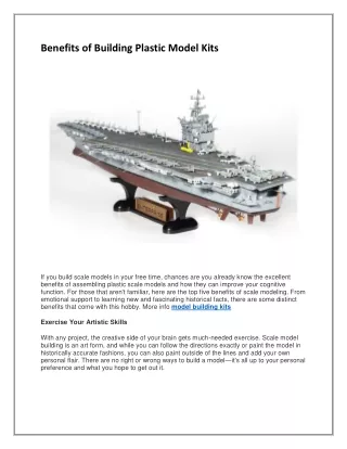 Benefits of Building Plastic Model Kits